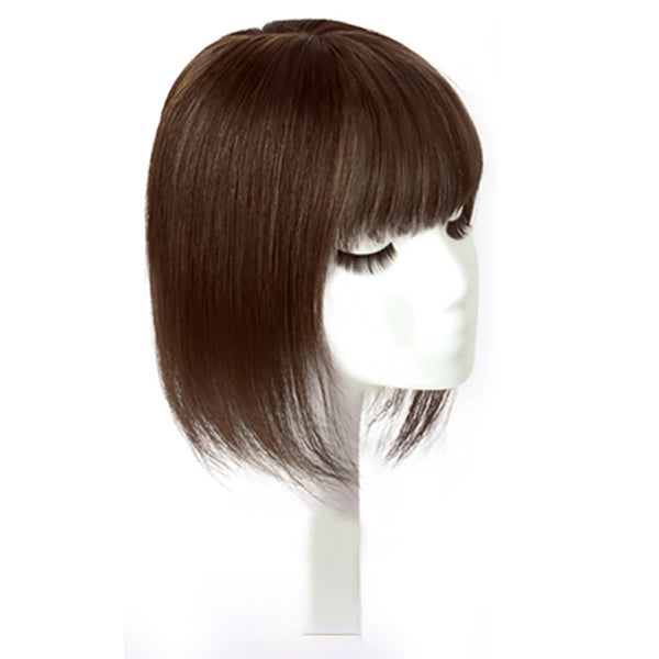 Human hair outlet toppers with bangs