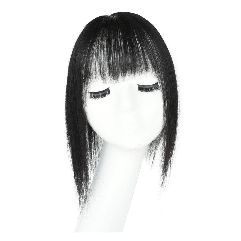 viviaBella Human Hair Topper - 2.7" x 3.9" Clip-In & Seamless Solution for Thinning Hair - Medium Chocolate Brown, 8 Inch Thick Silk Base for Women