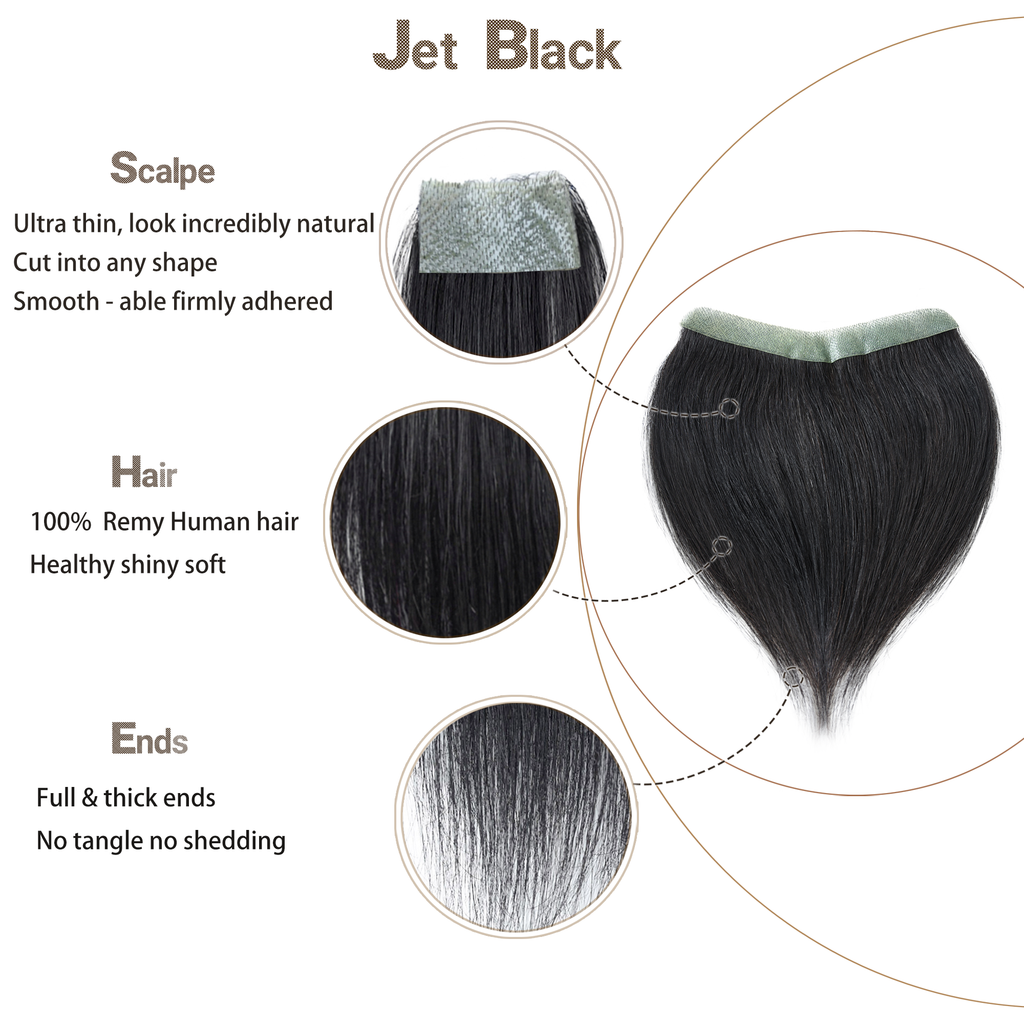 viviabella Frontal Hairpiece for men Natural Black Hair Extension Hairline Loss Straight Tape in Human Hair Toppers Replacement Toupee