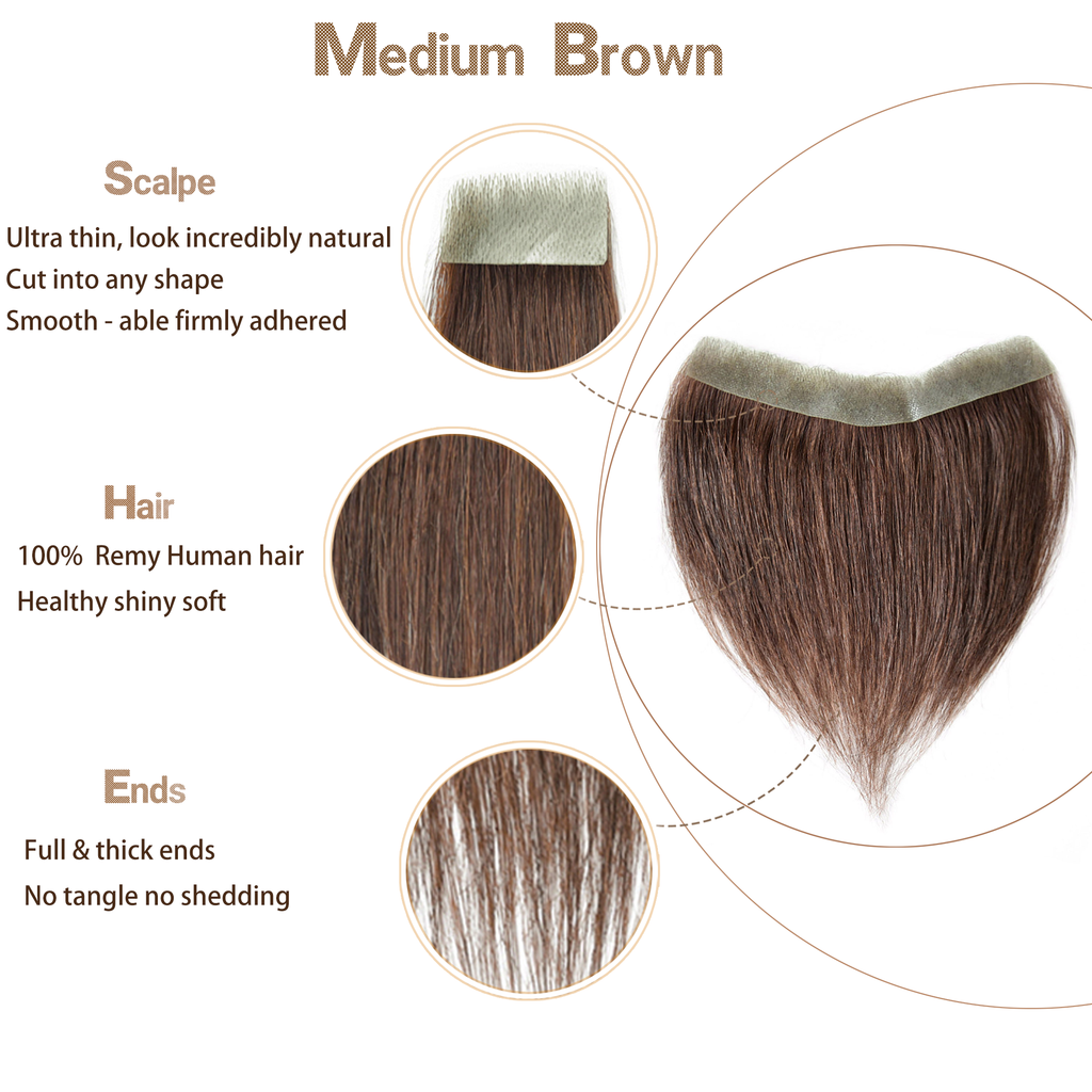 viviabella Frontal Hairpiece for men Natural Black Hair Extension Hairline Loss Straight Tape in Human Hair Toppers Replacement Toupee