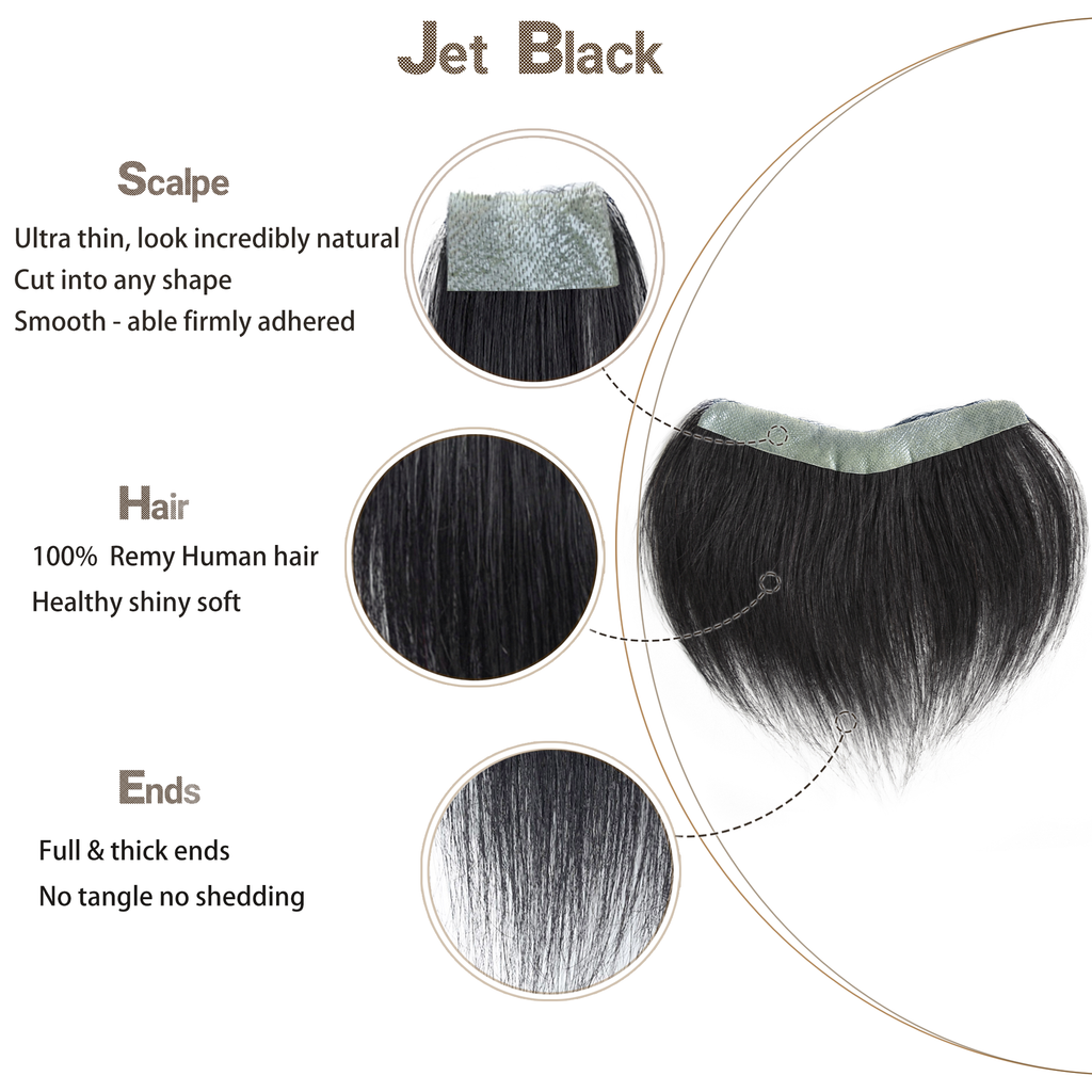 viviabella Frontal Hairpiece for men Natural Black Hair Extension Hairline Loss Straight Tape in Human Hair Toppers Replacement Toupee