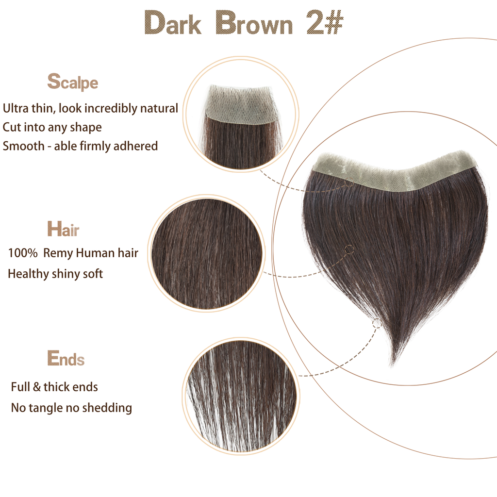 viviabella Frontal Hairpiece for men Natural Black Hair Extension Hairline Loss Straight Tape in Human Hair Toppers Replacement Toupee
