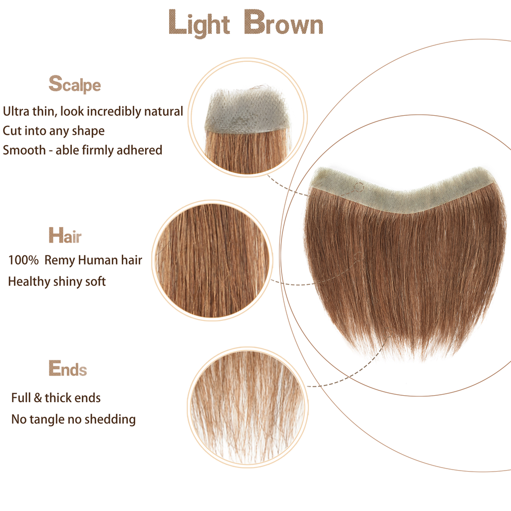 viviabella Frontal Hairpiece for men Natural Black Hair Extension Hairline Loss Straight Tape in Human Hair Toppers Replacement Toupee