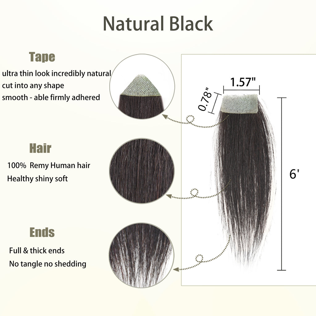 viviaBella human hair bald spot hair patch toupee scar human hair replacement hairline loss straight Tape for men and women