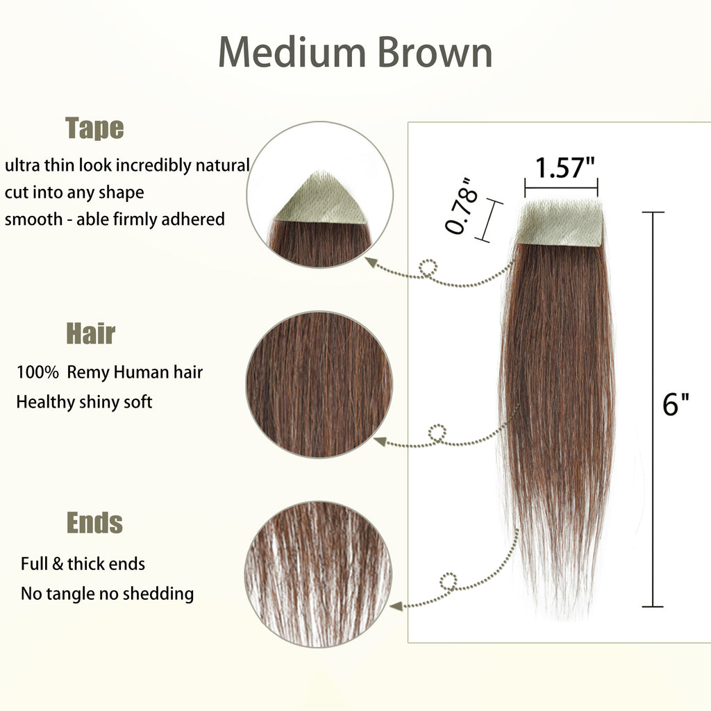 viviaBella human hair bald spot hair patch toupee scar human hair replacement hairline loss straight Tape for men and women