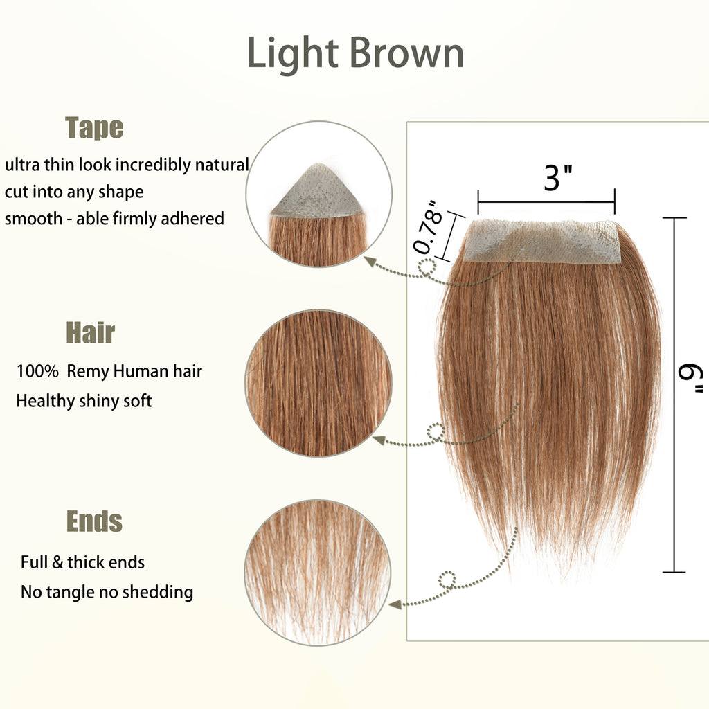 viviaBella human hair bald spot hair patch toupee scar human hair replacement hairline loss straight Tape for men and women