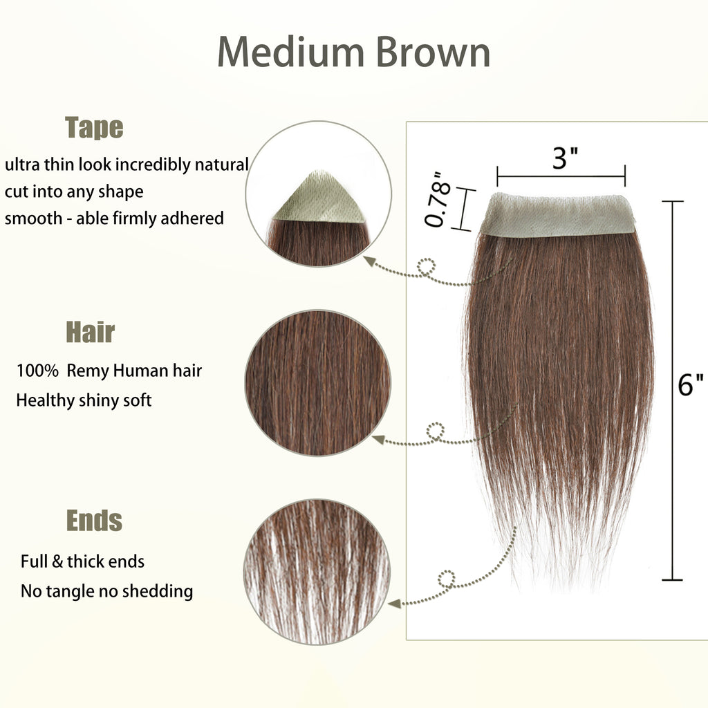 viviaBella human hair bald spot hair patch toupee scar human hair replacement hairline loss straight Tape for men and women