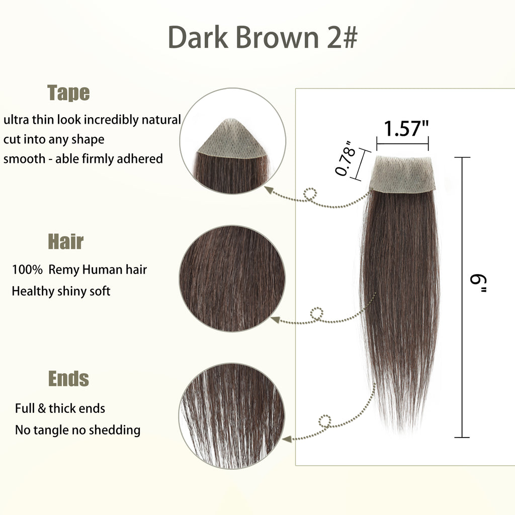 viviaBella human hair bald spot hair patch toupee scar human hair replacement hairline loss straight Tape for men and women