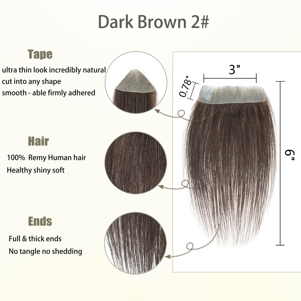 viviaBella human hair bald spot hair patch toupee scar human hair replacement hairline loss straight Tape for men and women