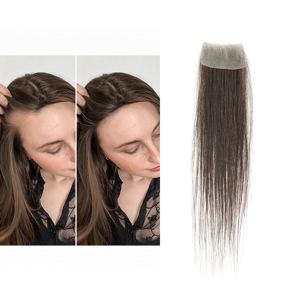 viviaBella human hair bald spot hair patch toupee scar human hair replacement hairline loss straight Tape for men and women