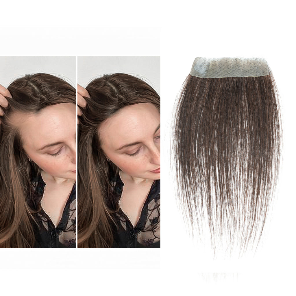 viviaBella human hair bald spot hair patch toupee scar human hair replacement hairline loss straight Tape for men and women