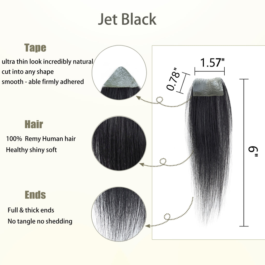 viviaBella human hair bald spot hair patch toupee scar human hair replacement hairline loss straight Tape for men and women