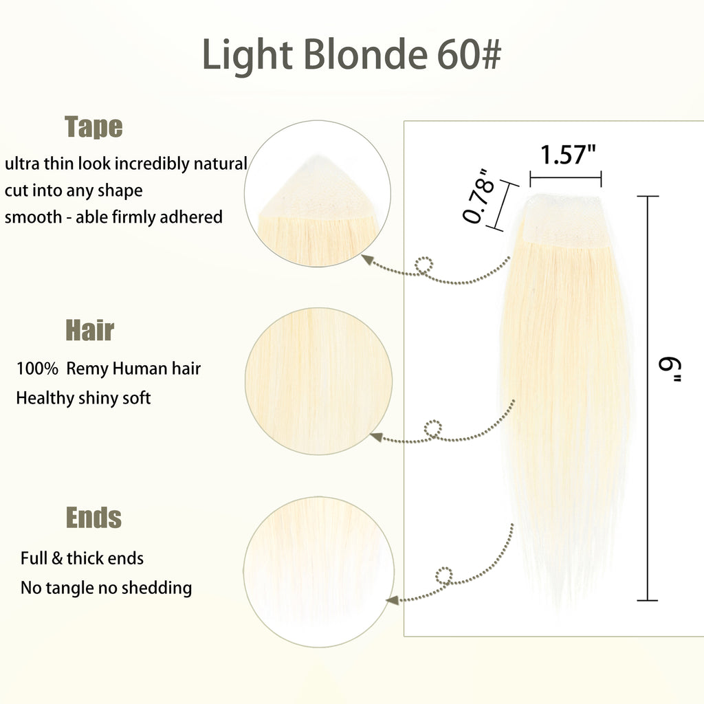 viviaBella human hair bald spot hair patch toupee scar human hair replacement hairline loss straight Tape for men and women