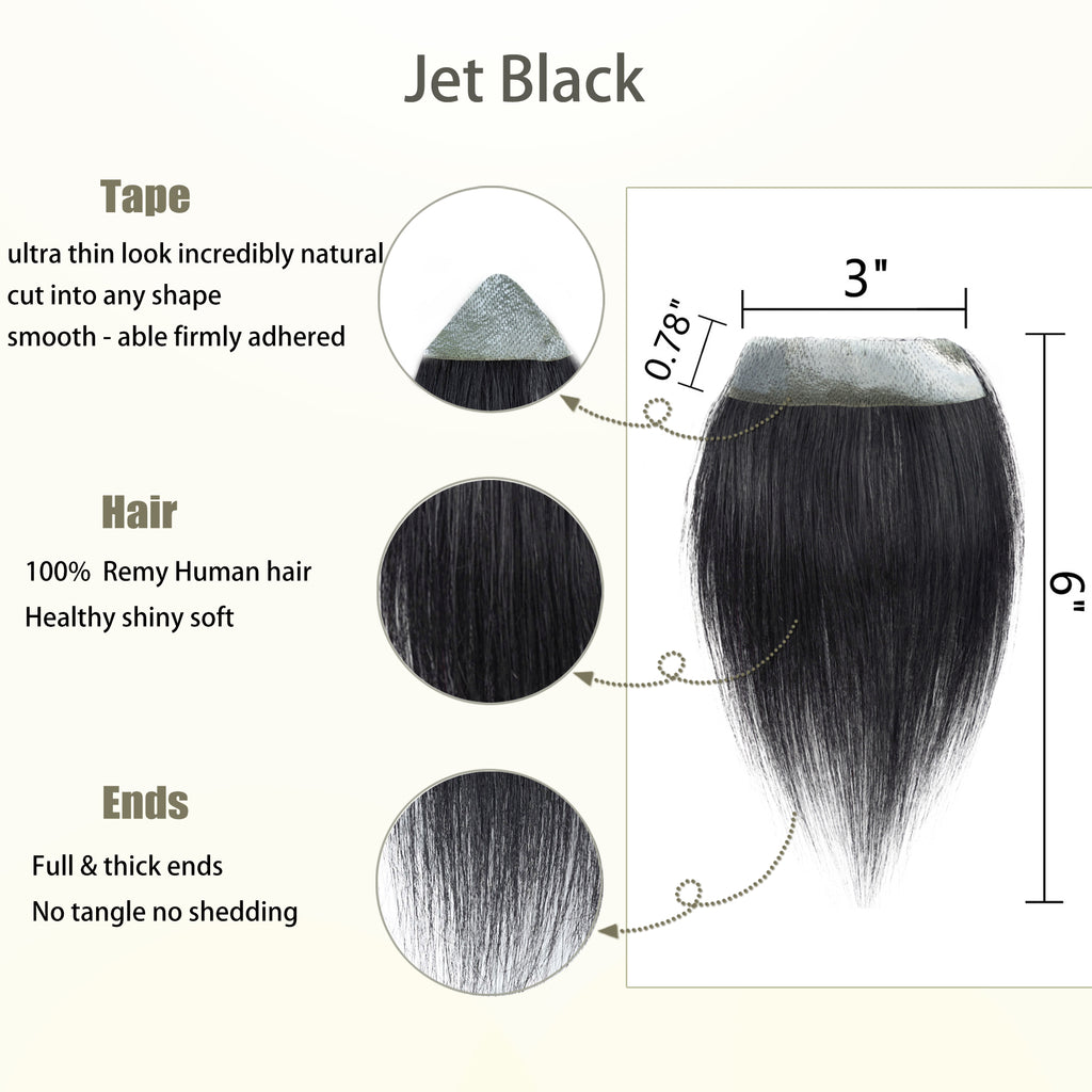 viviaBella human hair bald spot hair patch toupee scar human hair replacement hairline loss straight Tape for men and women