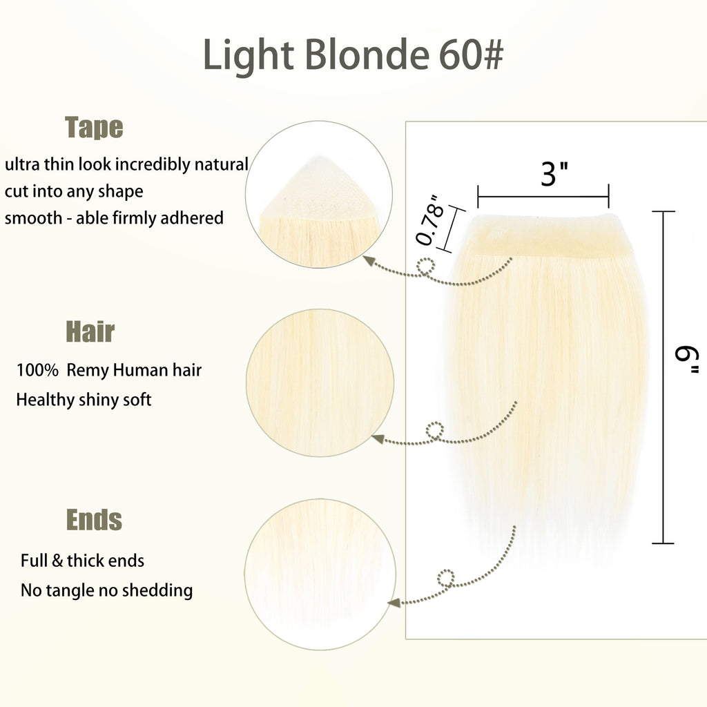 viviaBella human hair bald spot hair patch toupee scar human hair replacement hairline loss straight Tape for men and women