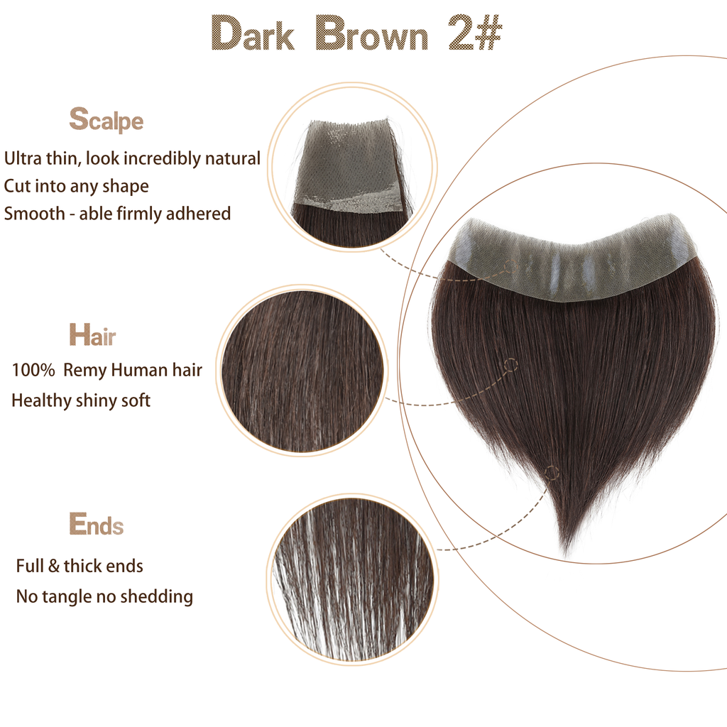 viviabella Frontal Hairpiece for men Natural Black Hair Extension Hairline Loss Straight Tape in Human Hair Toppers Replacement Toupee