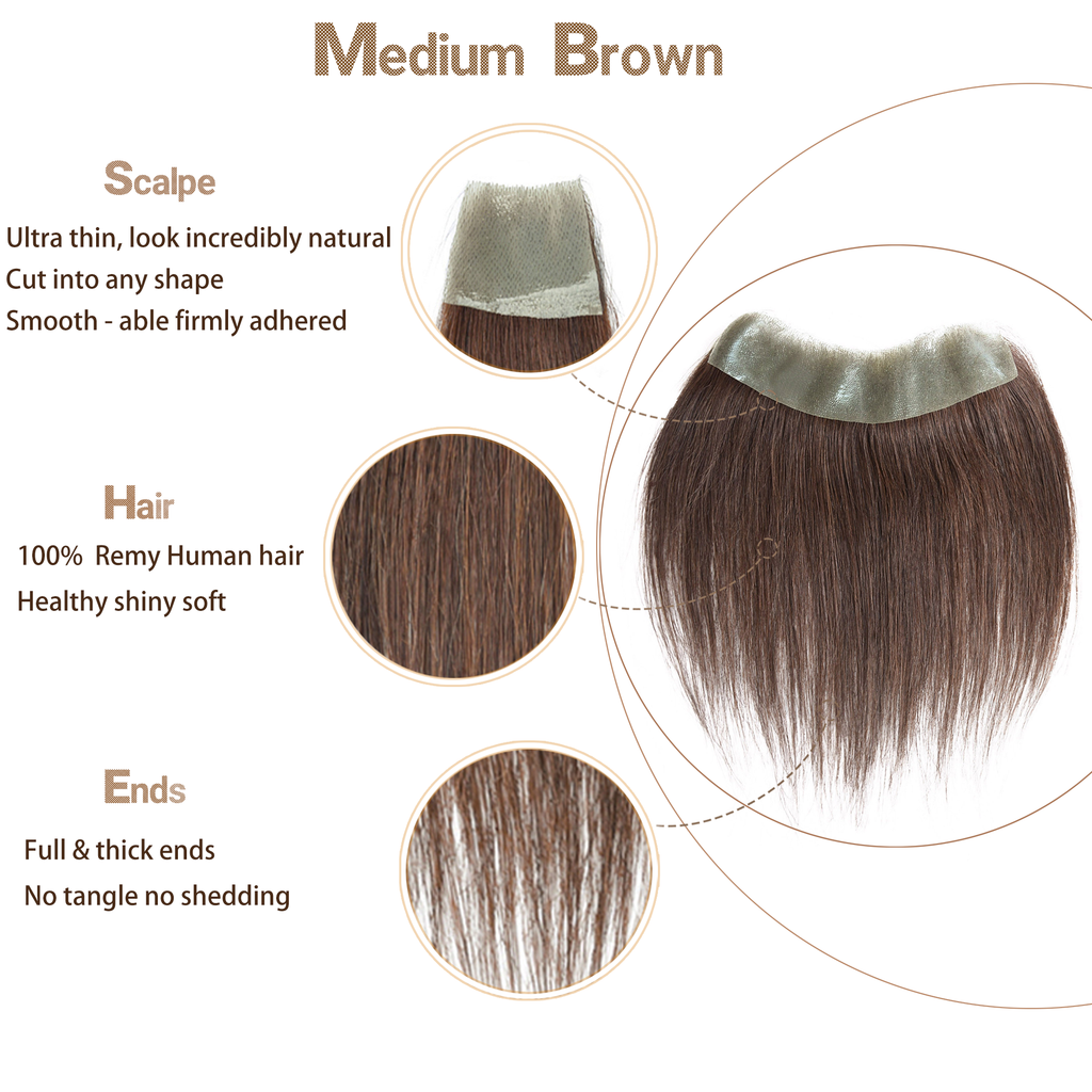 viviabella Frontal Hairpiece for men Natural Black Hair Extension Hairline Loss Straight Tape in Human Hair Toppers Replacement Toupee