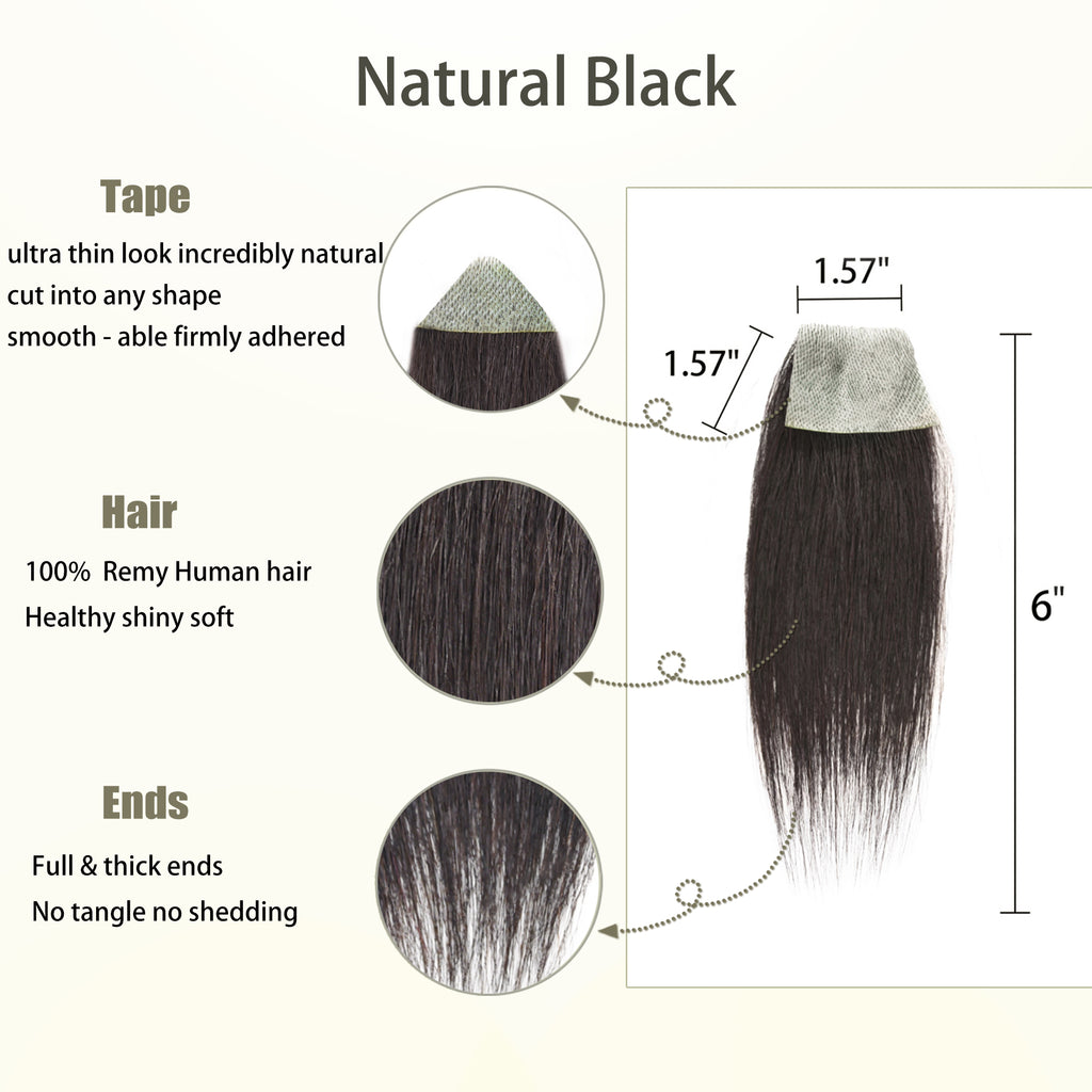 viviaBella human hair bald spot hair patch toupee scar human hair replacement hairline loss straight Tape for men and women