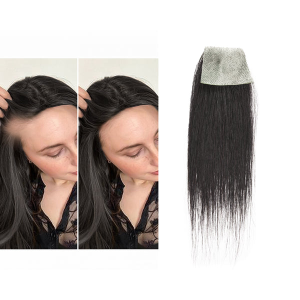 viviaBella human hair bald spot hair patch toupee scar human hair replacement hairline loss straight Tape for men and women