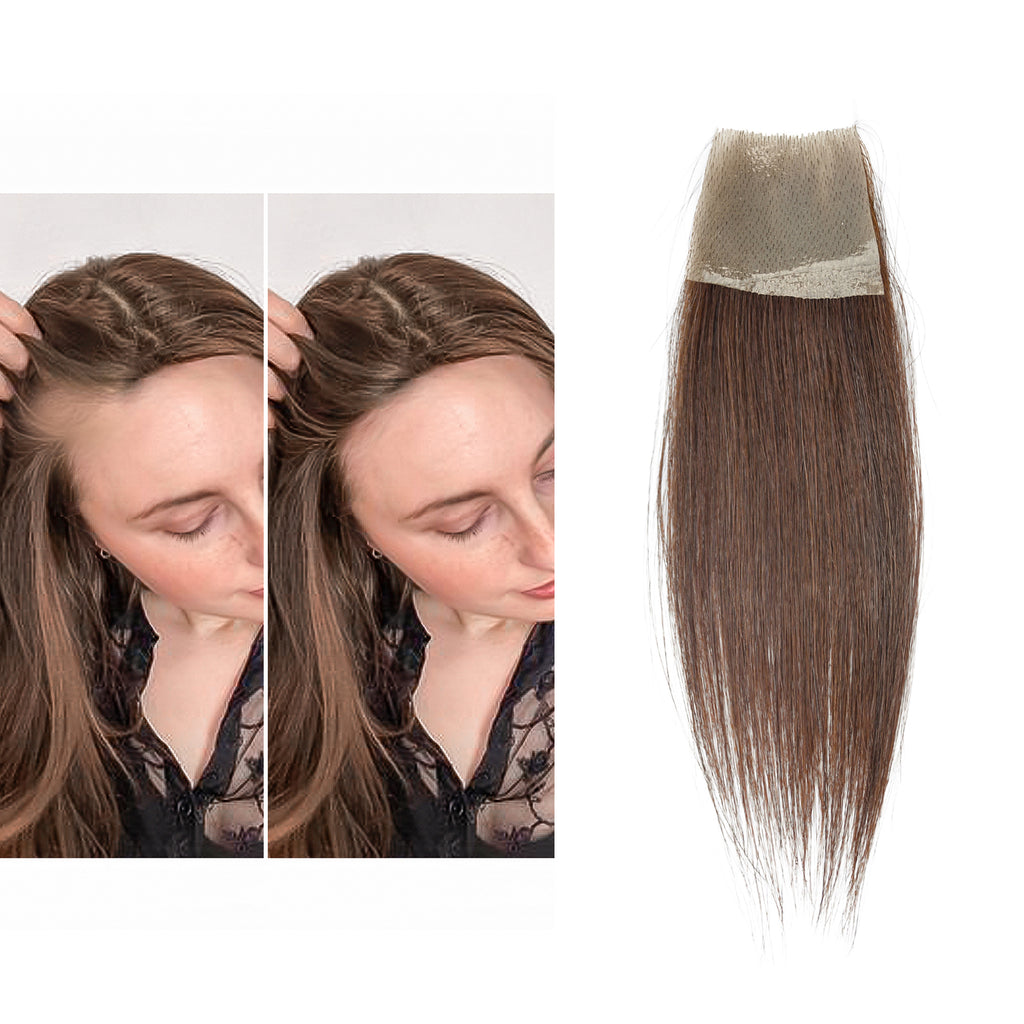 viviaBella human hair bald spot hair patch toupee scar human hair replacement hairline loss straight Tape for men and women