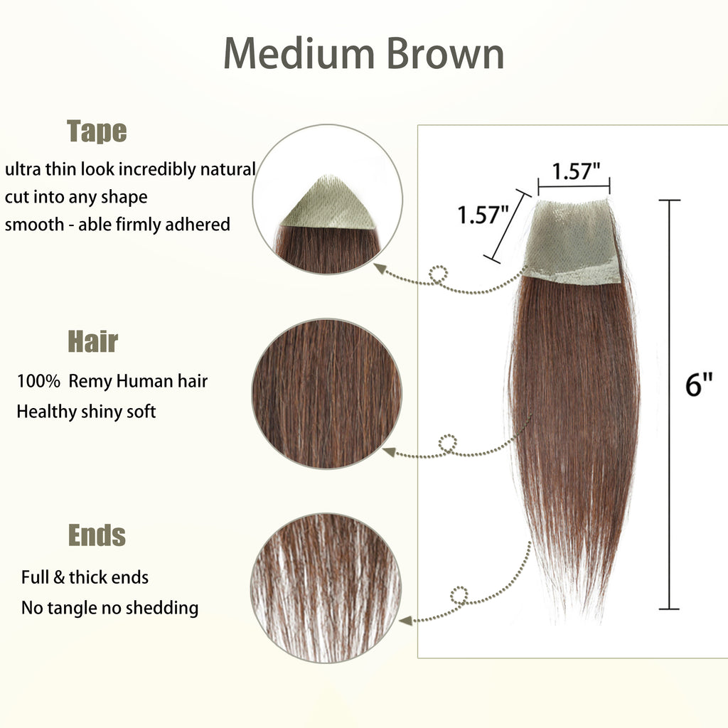 viviaBella human hair bald spot hair patch toupee scar human hair replacement hairline loss straight Tape for men and women