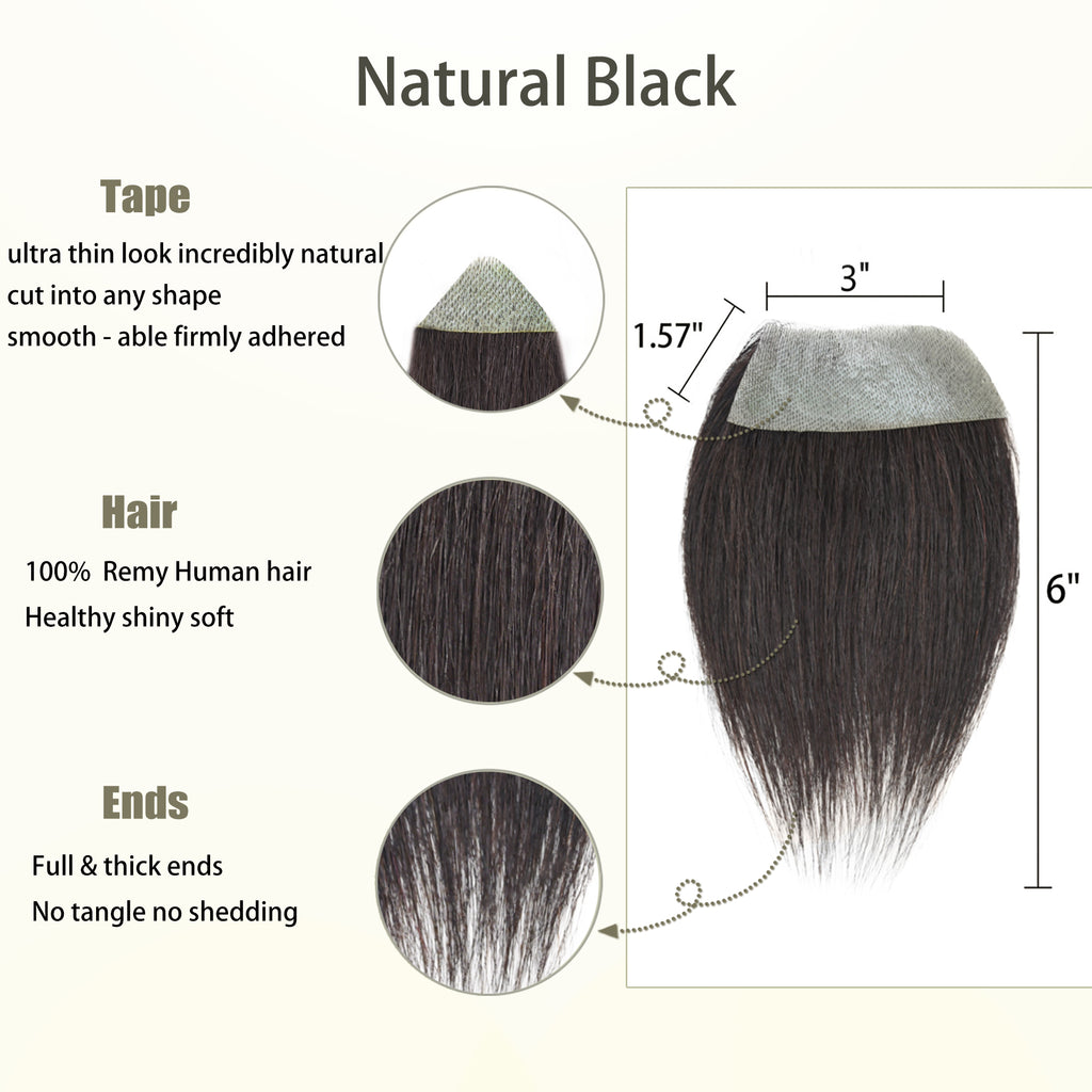 viviaBella human hair bald spot hair patch toupee scar human hair replacement hairline loss straight Tape for men and women