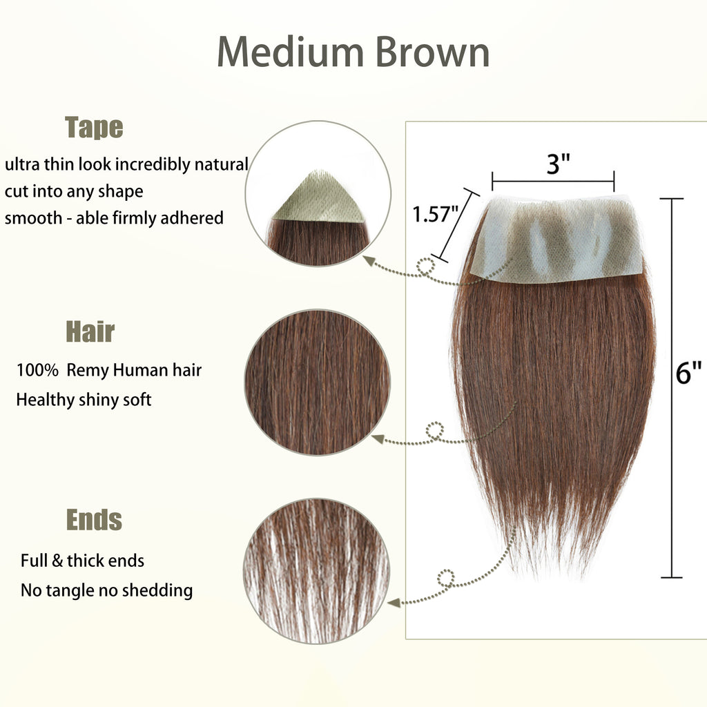 viviaBella human hair bald spot hair patch toupee scar human hair replacement hairline loss straight Tape for men and women