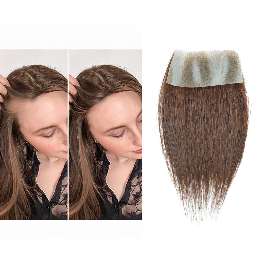 viviaBella human hair bald spot hair patch toupee scar human hair replacement hairline loss straight Tape for men and women