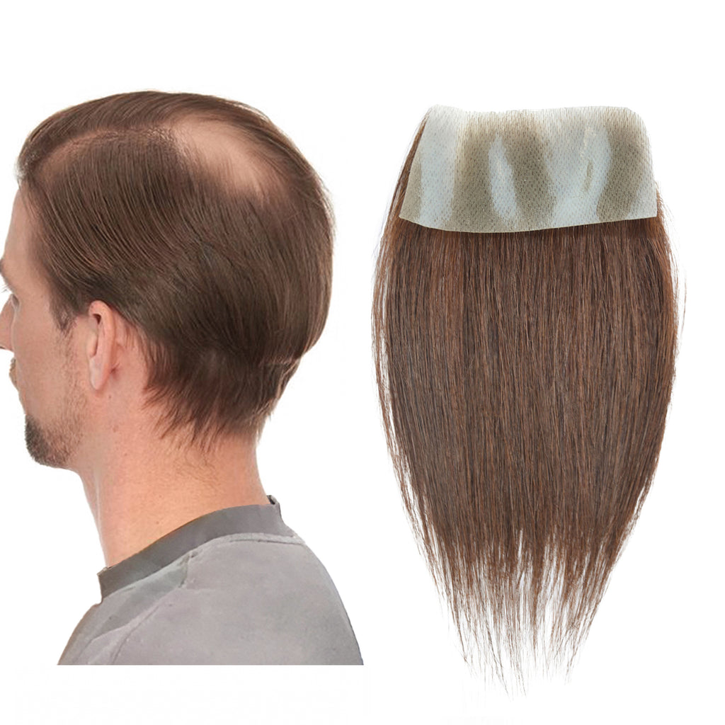 viviaBella human hair bald spot hair patch toupee scar human hair replacement hairline loss straight Tape for men and women