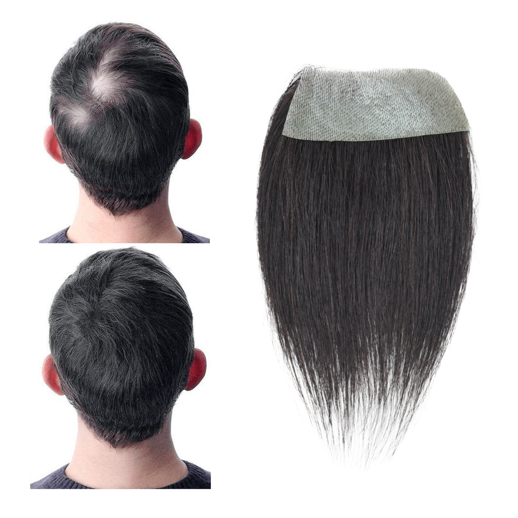 viviaBella human hair bald spot hair patch toupee scar human hair replacement hairline loss straight Tape for men and women