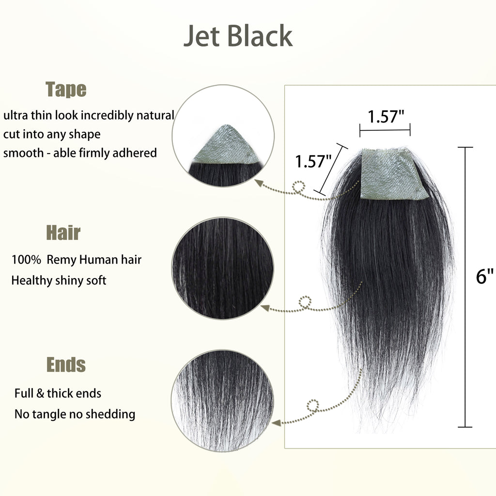 viviaBella human hair bald spot hair patch toupee scar human hair replacement hairline loss straight Tape for men and women