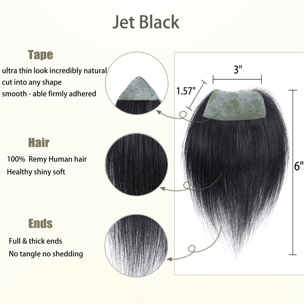viviaBella human hair bald spot hair patch toupee scar human hair replacement hairline loss straight Tape for men and women