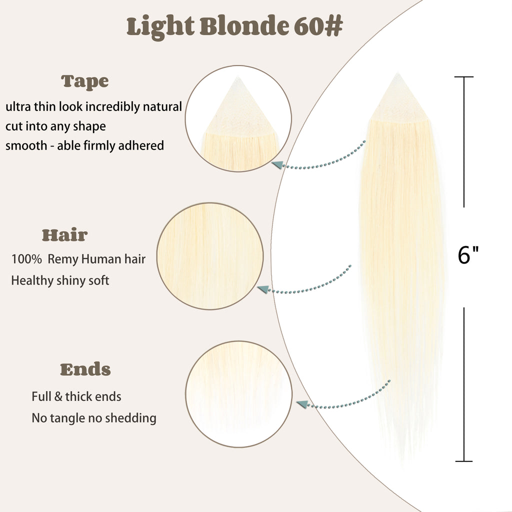 viviaBella human hair hairloss on temples bald spot toupee scar human hair replacement hairline straight Tape-on Triangle hair patch for men and women（2Pcs）