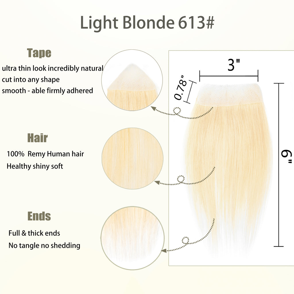 viviaBella human hair bald spot hair patch toupee scar human hair replacement hairline loss straight Tape for men and women