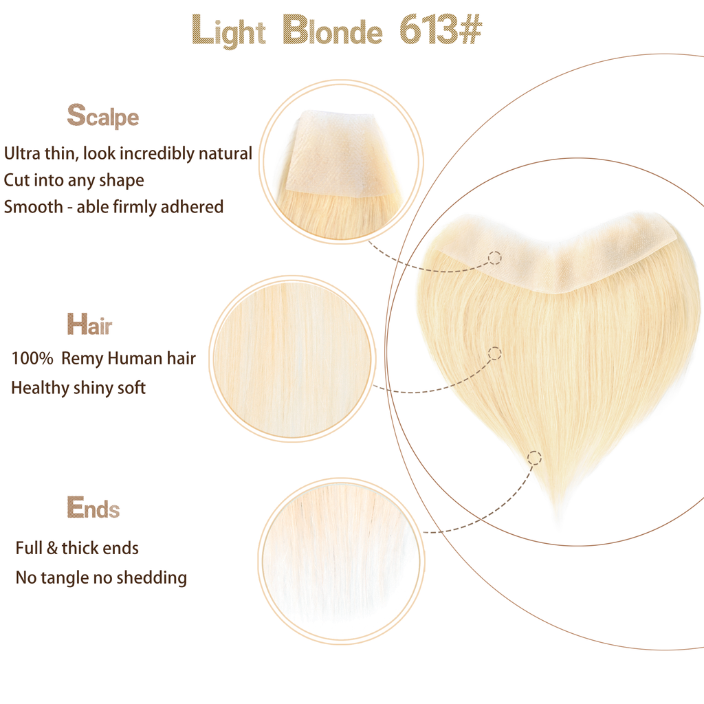viviabella Frontal Hairpiece for men Natural Black Hair Extension Hairline Loss Straight Tape in Human Hair Toppers Replacement Toupee