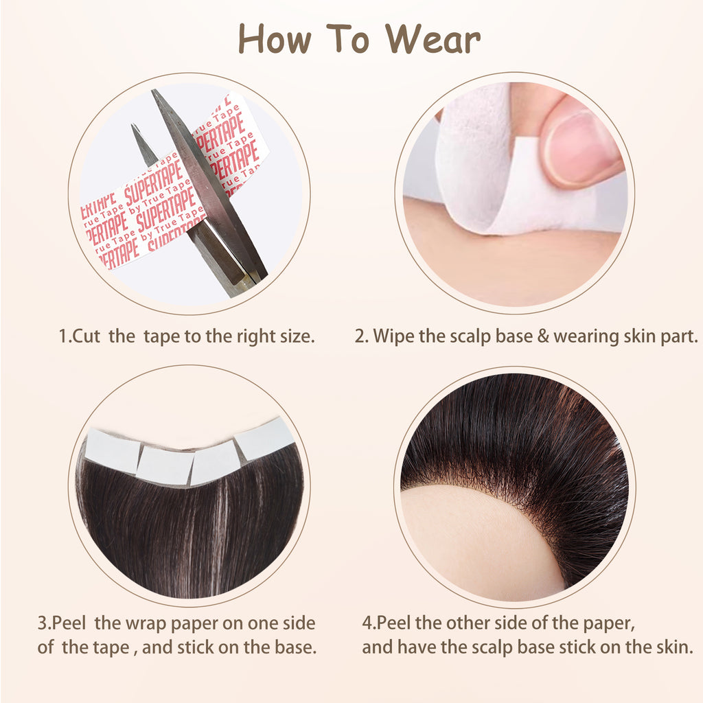 viviabella Frontal Hairpiece for men Natural Black Hair Extension Hairline Loss Straight Tape in Human Hair Toppers Replacement Toupee