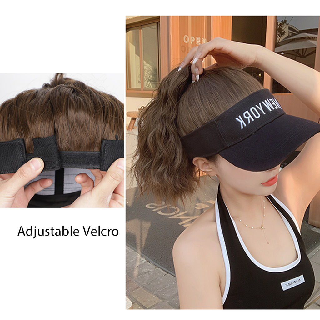 viviaBella Hat Wig Hat with Hair Ponytail Wig Baseball Cap with Hair Brown Long Wavy Hair Wig for Women