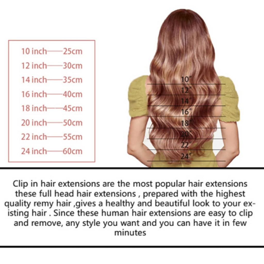 viviaBella Body Wave Human Hair Clip ins Body Wavy Hair Extensions 12 Inch-28 Inch Virgin Human Hair Natural Color Brown Color Jet Black Color