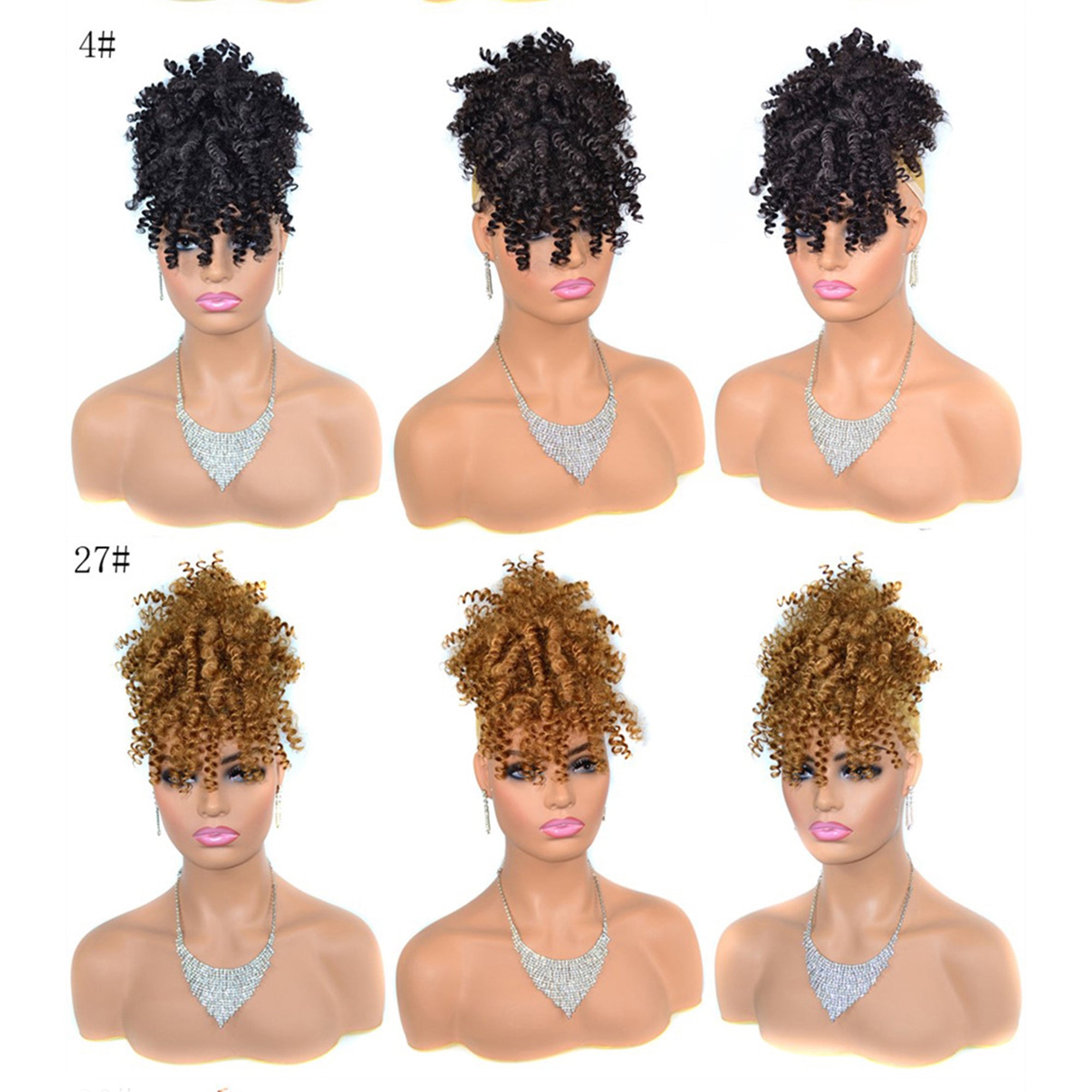 Amazon.com : Allyreetress Afro Puff Drawstring Ponytail with Bangs  Pineapple Updo Hair for Black Women,Short Kinky Curly Ponytail Bun with 2  Replaceable Bangs(#1B-Black) : Beauty & Personal Care