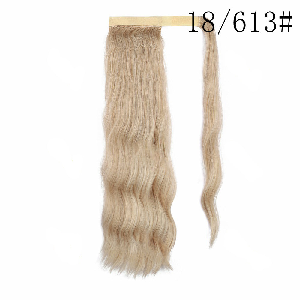 viviaBella Long Water Wave Ponytail Extension Magic Paste Heat Resistant Wavy Synthetic Wrap Around Ponytail Hairpiece for Women