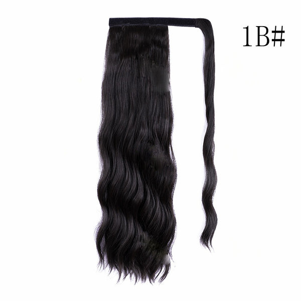 viviaBella Long Water Wave Ponytail Extension Magic Paste Heat Resistant Wavy Synthetic Wrap Around Ponytail Hairpiece for Women