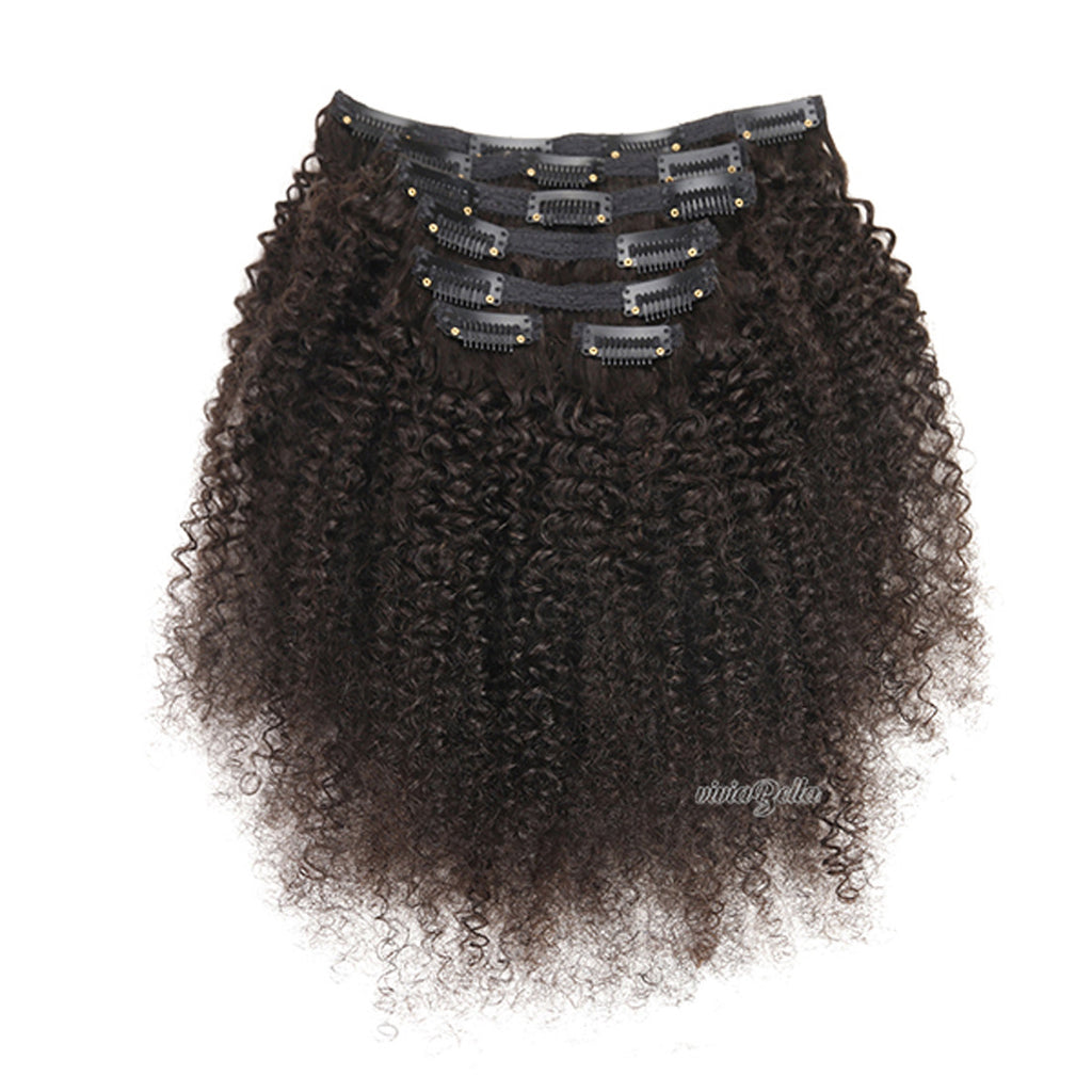 Afro Kinky Curly Clip-in Virgin Human Hair Extension-3C/4A