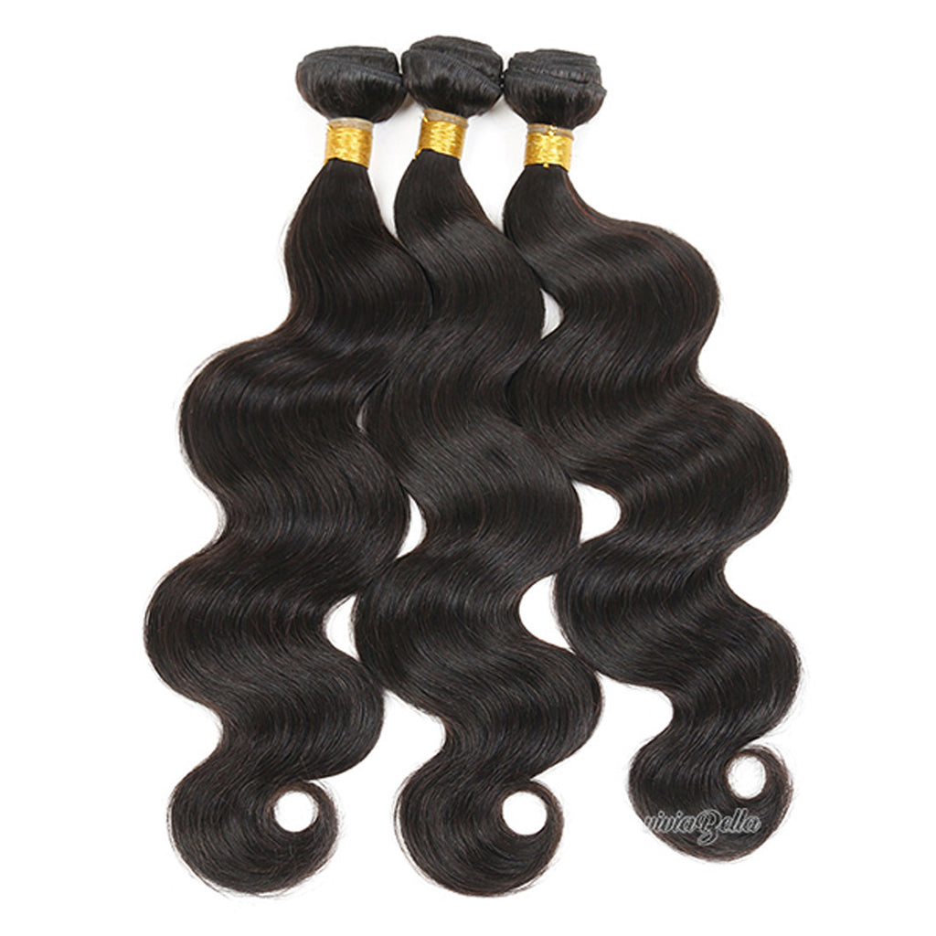 Body Wave Bundles Virgin Human Hair Extensions w/ Frontal Lace Closure 13*4