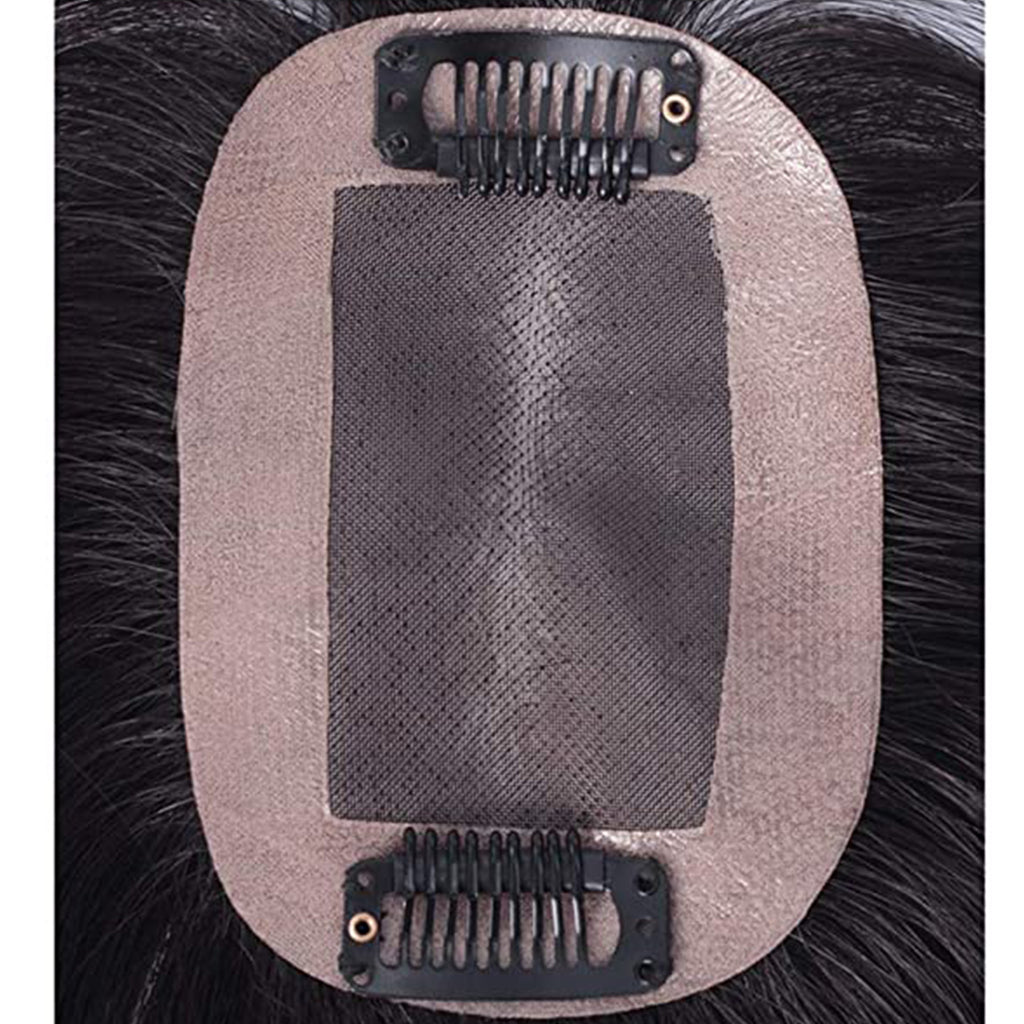 viviaBella 100% lace base Human Hair Topper Clip In Top Hairpiece Hair Piece Seamless Breathable Mono Base Toupee Hairpiece for Women