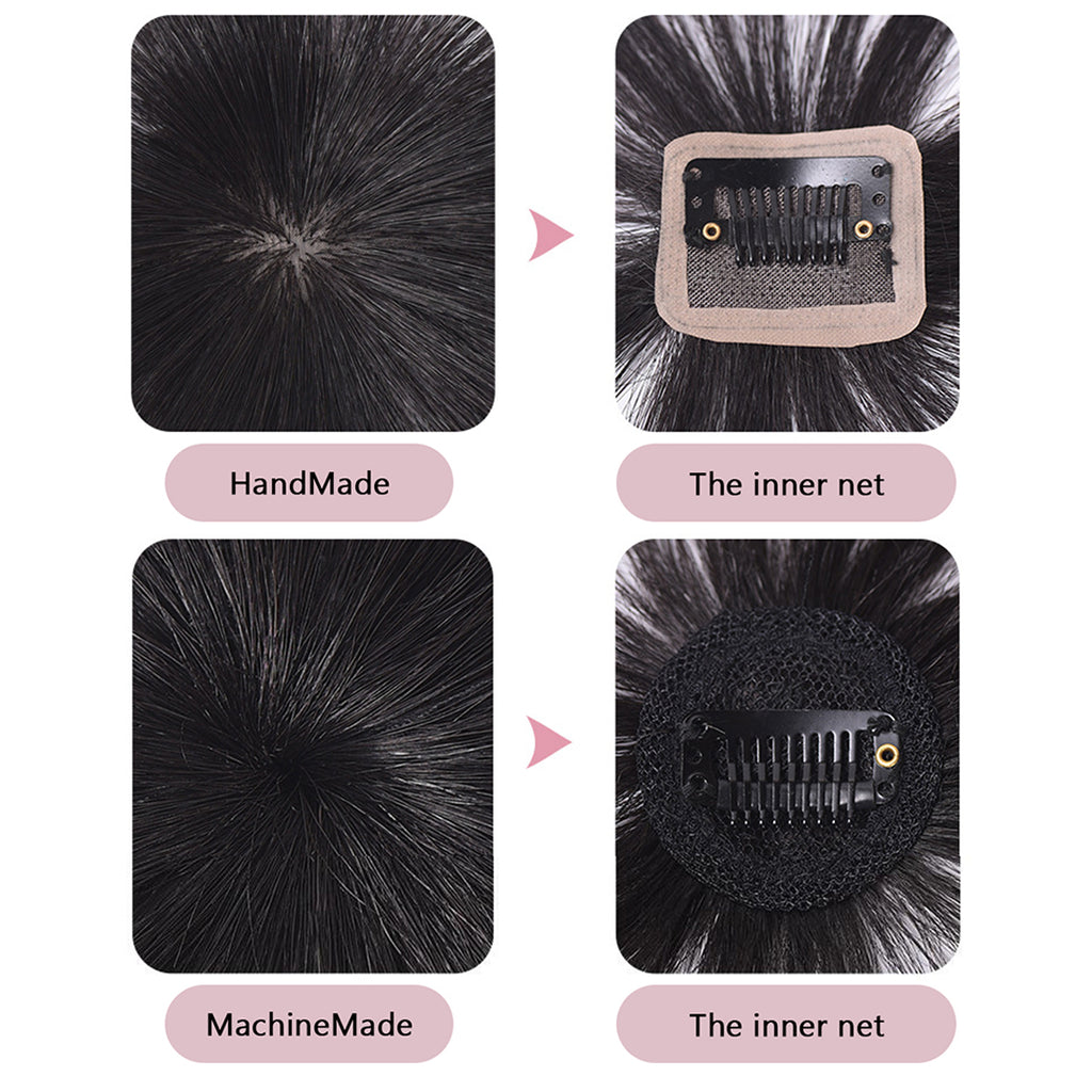 viviaBella Human Hair Clip in Hair Bangs 3D Clip-on Bangs Topper Real ...