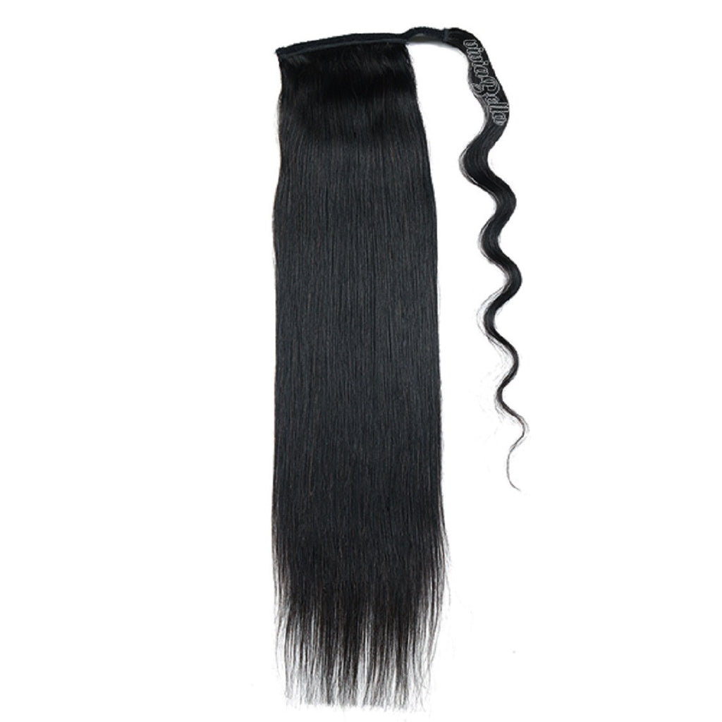 Silky Straight Pony Tail Virgin Human Hair Extension, Jet Black