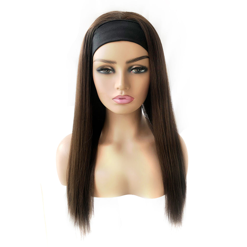 Viviabella Long Headband Wigs for Black Women Natural Looking Synthetic Wig with Headband Heat Resistant
