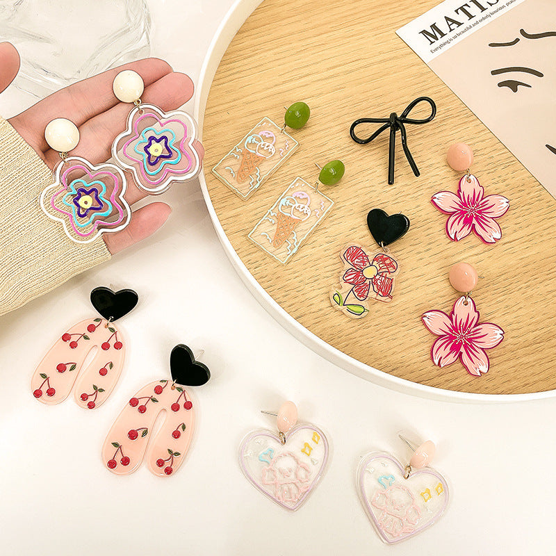 Wisslee Silver Needle Small Fresh Fruit Earrings Japanese Cherry Blossom Earrings For Women Girls