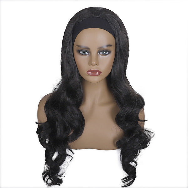 Viviabella Long Headband Wigs for Black Women Natural Looking Synthetic Wig with Headband Heat Resistant
