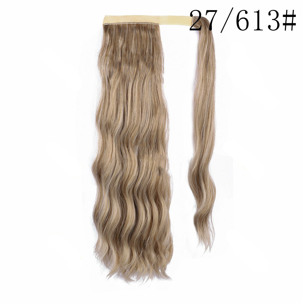 viviaBella Long Water Wave Ponytail Extension Magic Paste Heat Resistant Wavy Synthetic Wrap Around Ponytail Hairpiece for Women